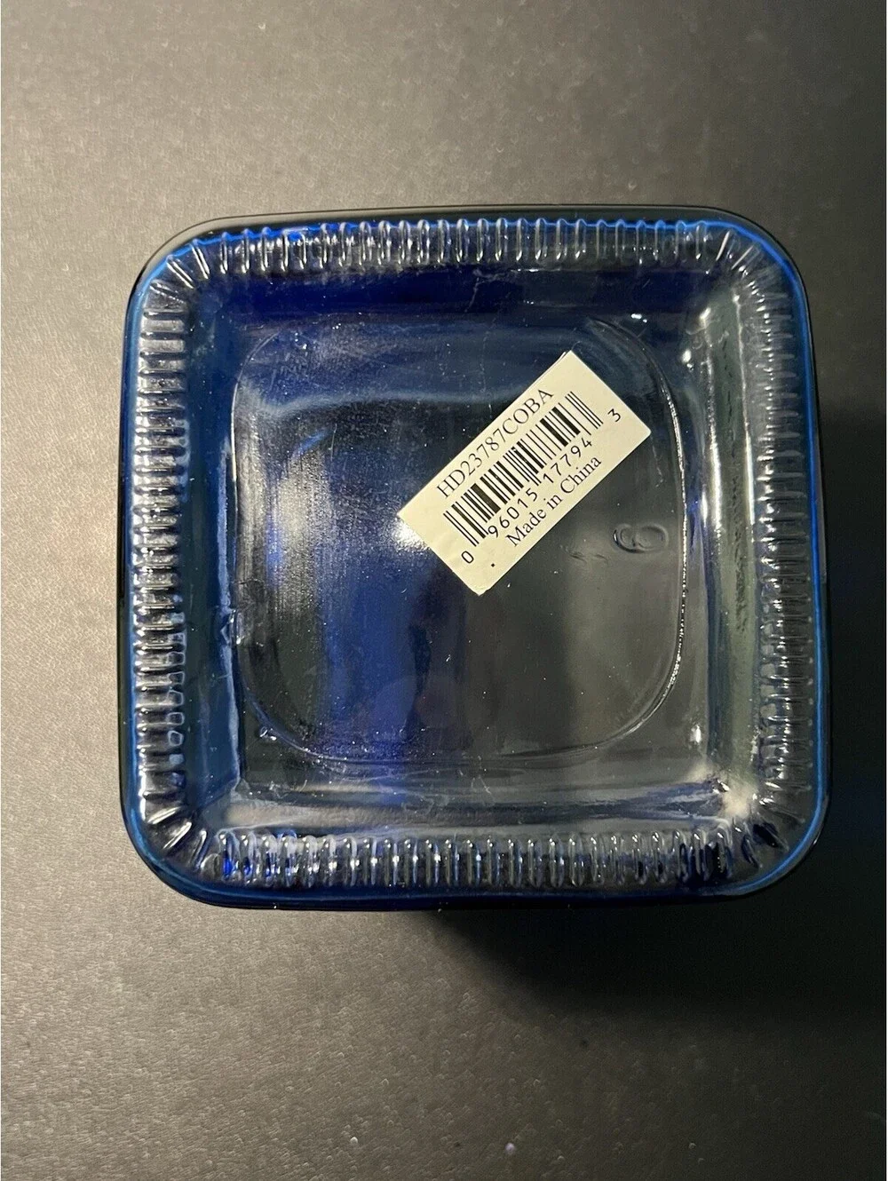 NWT Vintage 1990s Cobalt Blue Glass Square Vase, 4.5x5”